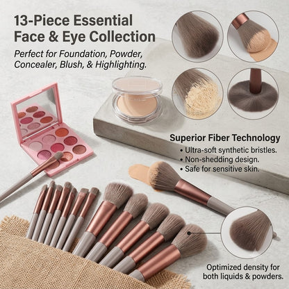 The Beauty Barn™ Luxe Brush Collection 12-Piece Professional Makeup Brush Set for Effortless Blending & Flawless Beauty