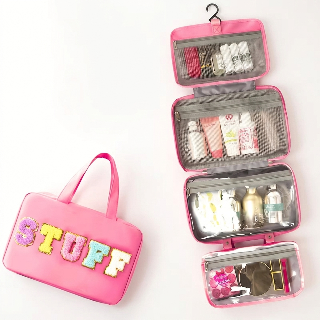 The Beauty Barn™  Luxe Travel Organizer Premium Hanging Cosmetic & Toiletry Bag for Effortless Beauty On The Go