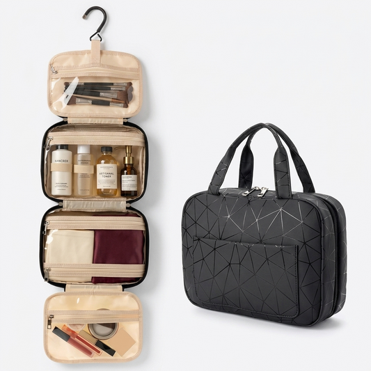 The Beauty Barn™  Luxe Travel Organizer Premium Hanging Cosmetic & Toiletry Bag for Effortless Beauty On The Go