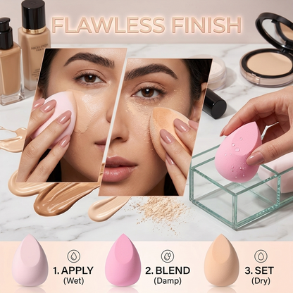 ✨ 3-Piece Flawless Finish Makeup Sponge Set | Gourd, Teardrop & Cushion Puffs ✨