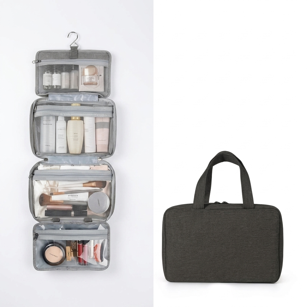 The Beauty Barn™  Luxe Travel Organizer Premium Hanging Cosmetic & Toiletry Bag for Effortless Beauty On The Go