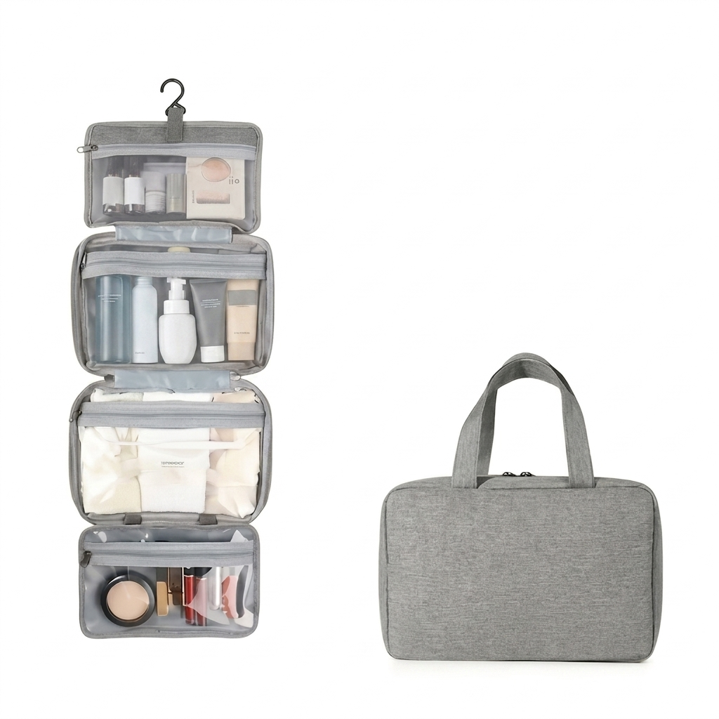 The Beauty Barn™  Luxe Travel Organizer Premium Hanging Cosmetic & Toiletry Bag for Effortless Beauty On The Go